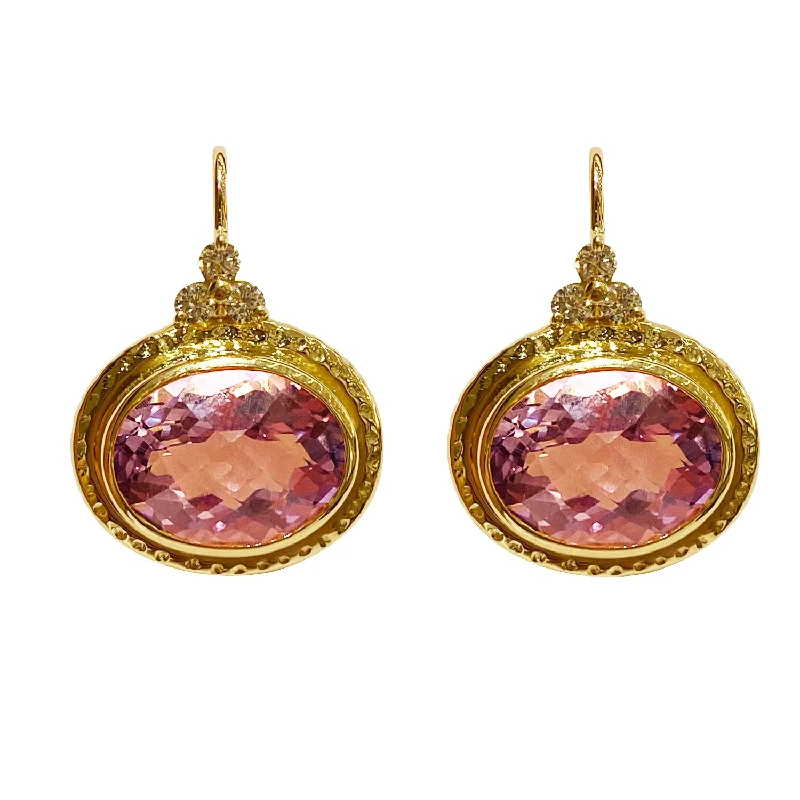 gemstone drop earrings -Earrings - Amethyst and Diamond in 18K gold (2226D)