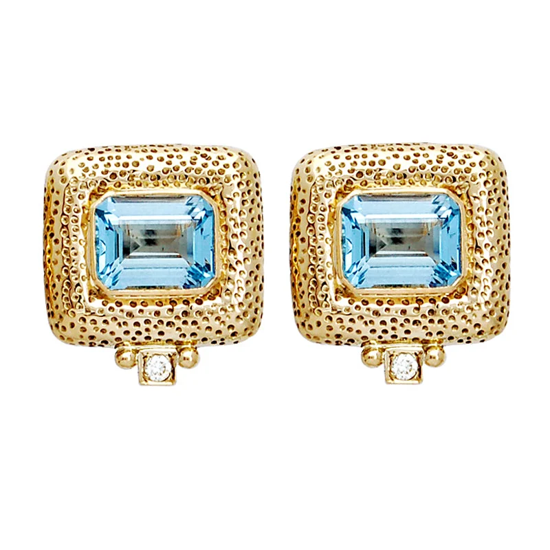 emerald green earrings -Earrings- Aquamarine And Diamond (1282E)