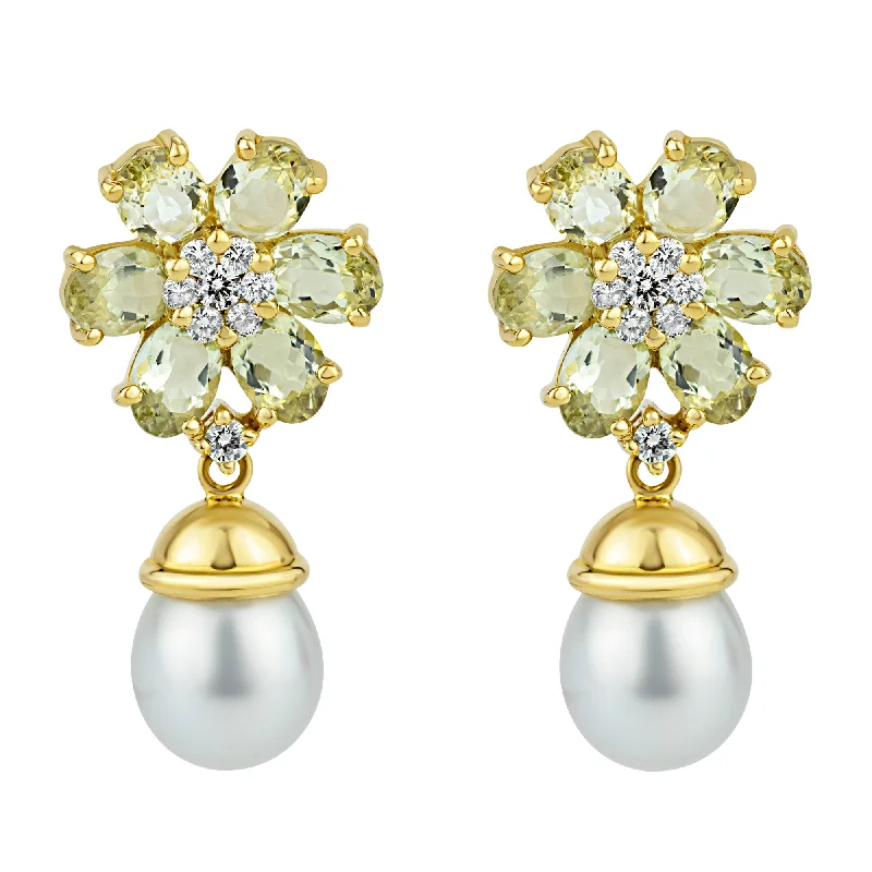 diamond ear climbers -Earrings- Beryl, S.S. Pearl And Diamond (2166H)