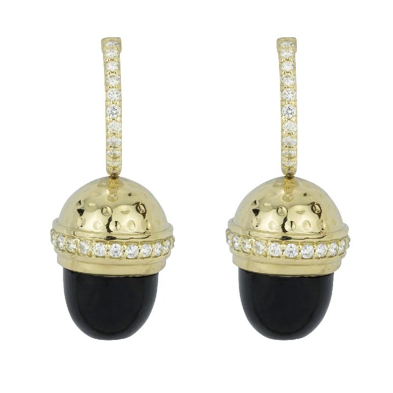 emerald drop earrings -Earrings - Black Onyx And Diamond (2262D)