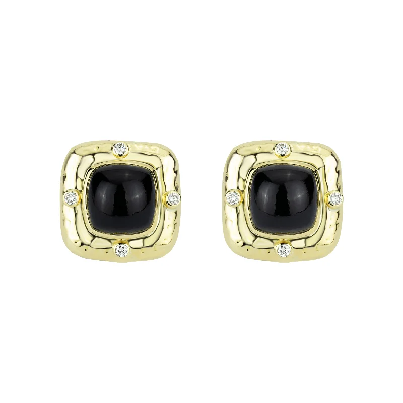 gold stud earrings for men -Earrings Black Onyx And Diamond