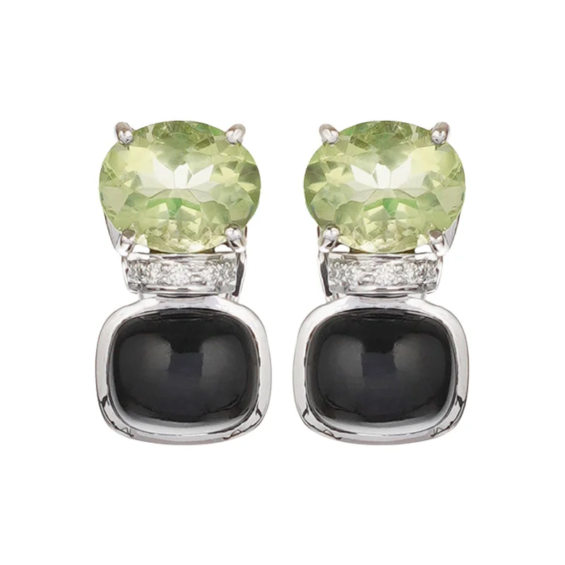 glittery hoop earrings -Earrings - Black Onyx, Green Quartz and Diamond (276HS)