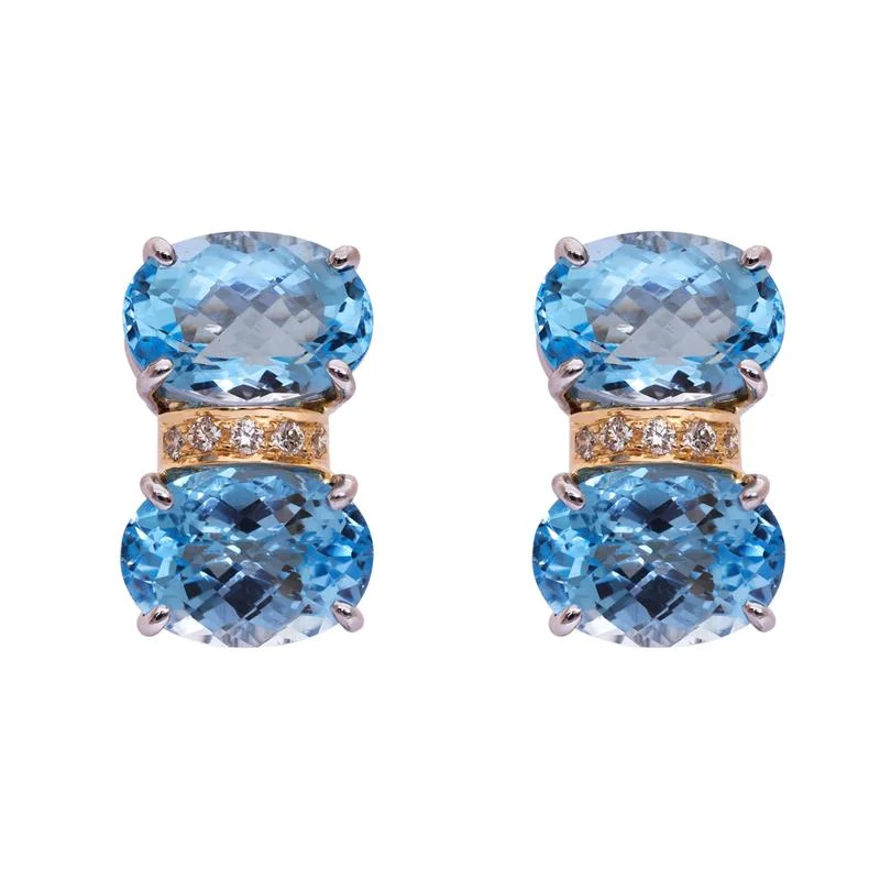 vintage gold leaf earrings -Earrings- Blue Topaz and Diamond  (38CM)