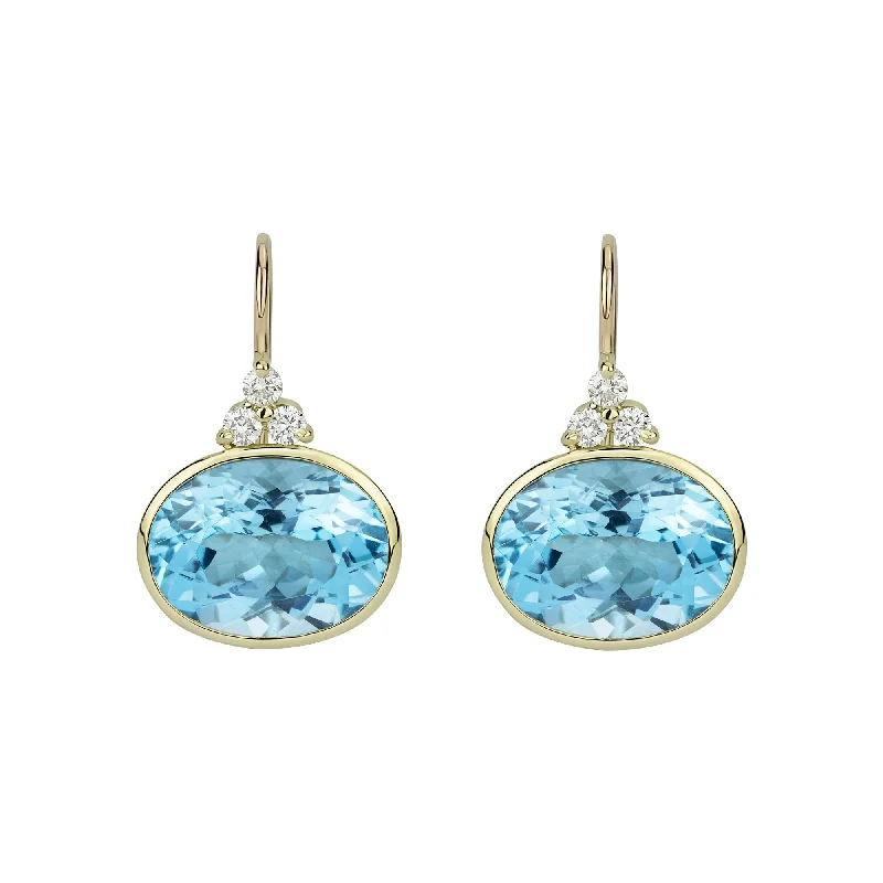 luxury pearl stud earrings -Earrings - Blue Topaz And Diamond