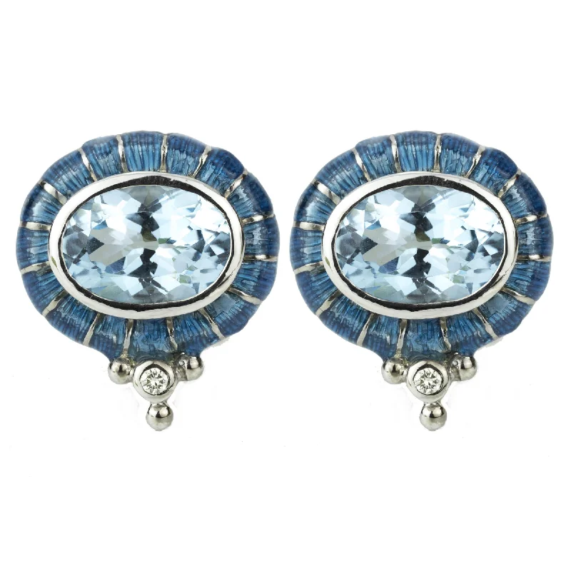 large silver hoop earrings -Earrings - Blue Topaz And Diamond (enamel)