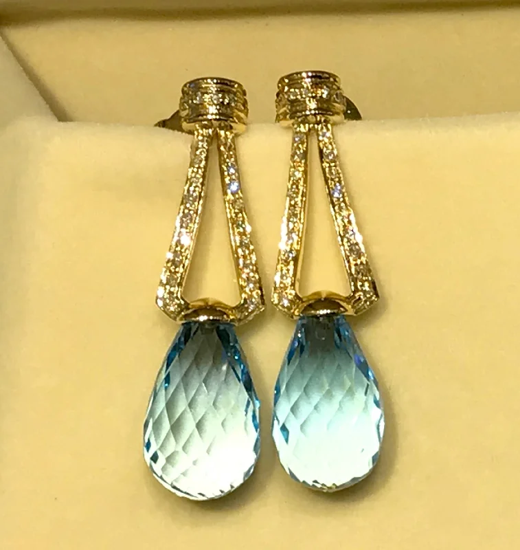 diamond ear cuffs -Earrings - Blue Topaz & Diamond in 18K Gold