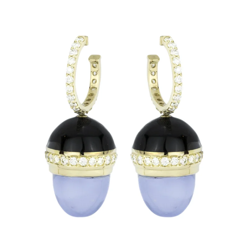 large silver hoop earrings -Earrings - Chalcedony And Diamond (Enamel) (2264D)