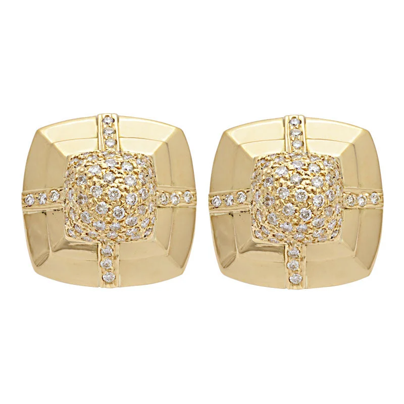 brass statement earrings -Earrings- Diamond (2076C)