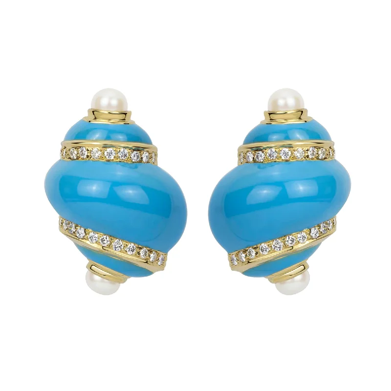 diamond drop earrings -Earrings - Diamond And Pearl (enamel)