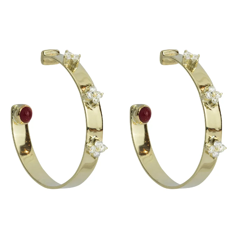 gothic style earrings -Earrings - Diamond And Ruby (2262G)