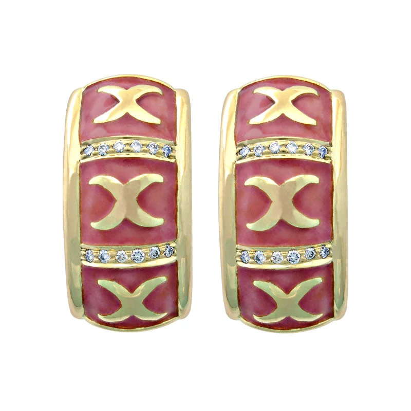 bohemian style earrings -Earrings-Diamond (Enamel)