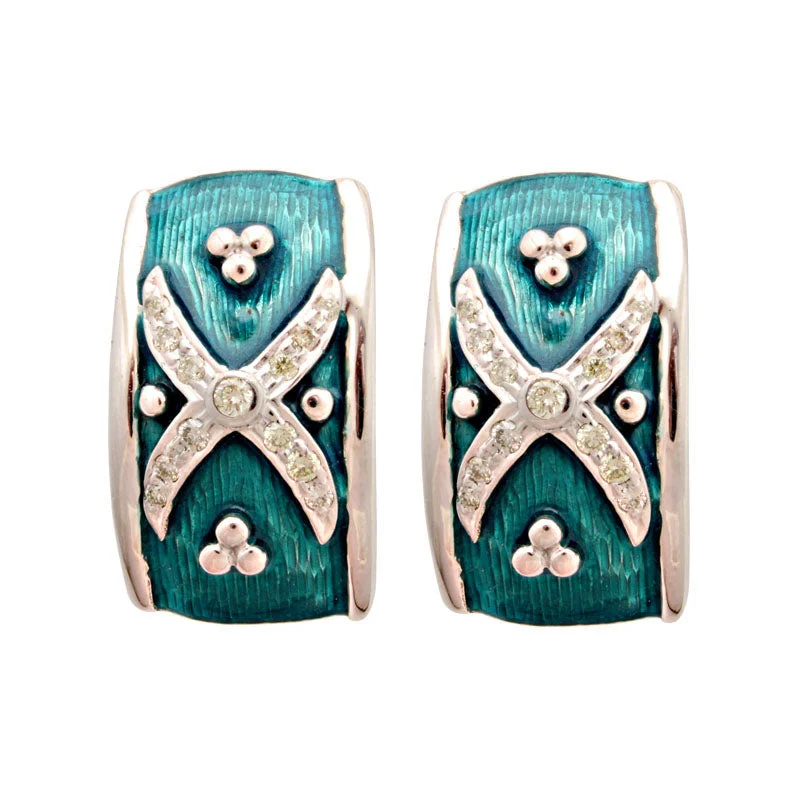 art deco diamond earrings -Earrings- Diamond (Enamel) (100AS)