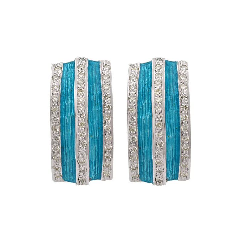 sleek silver threader earrings -Earrings- Diamond (Enamel) (163ES)