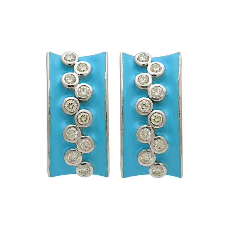 men’s silver hoop earrings -Earrings-Diamond (Enamel)