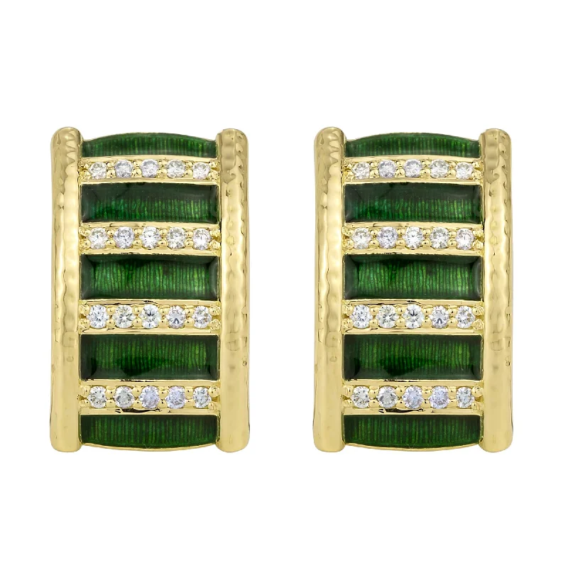 emerald green earrings -Earrings - Diamond (Enamel) (2284H)