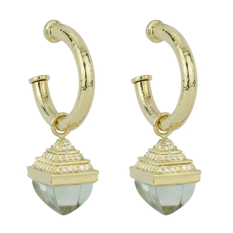 art deco diamond earrings -Earrings - Green Quartz And Diamond (2262I)