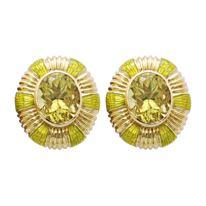 cubic zirconia hoop earrings -Earrings- Lemon Quartz (Enamel) (1633B)