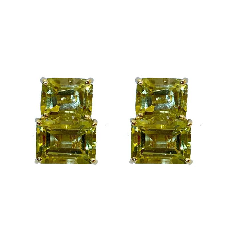 diamond stud earrings for men -Earrings - Lemon Quartz in 18K gold