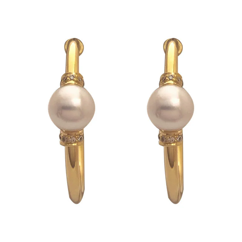 handmade beaded earrings -Earrings - South Sea Pearl and Diamond