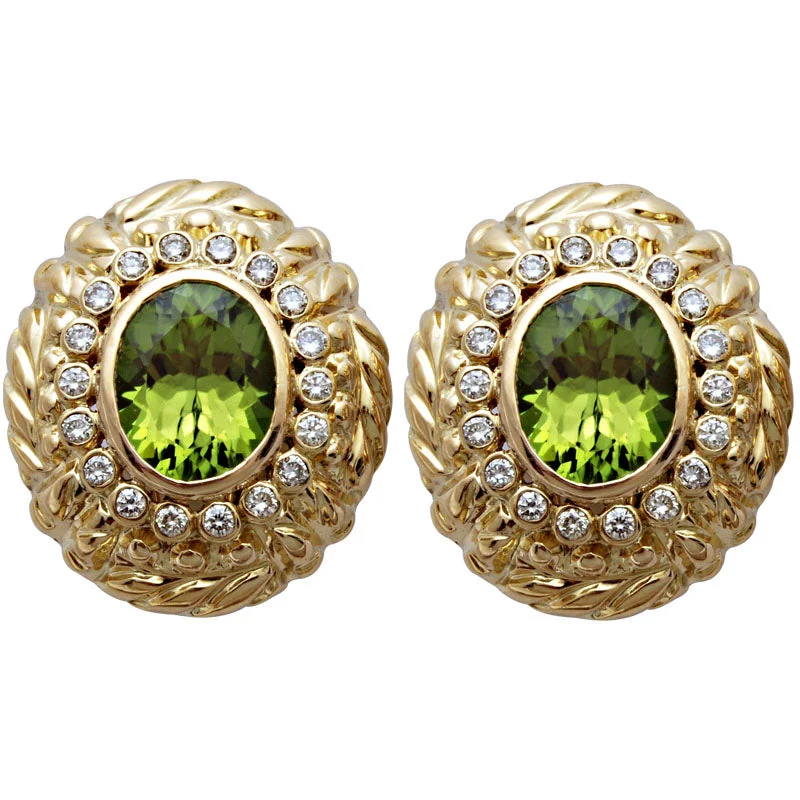 personalized name earrings -Earrings- Peridot And Diamond (1601F)