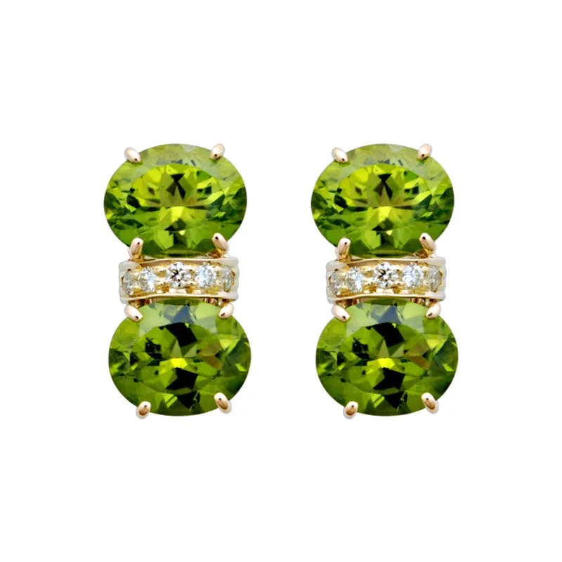 diamond stud earrings for men -Earrings- Peridot And Diamond  (1878I)