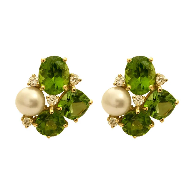 playful charm earrings -Earrings - Peridot and Diamond