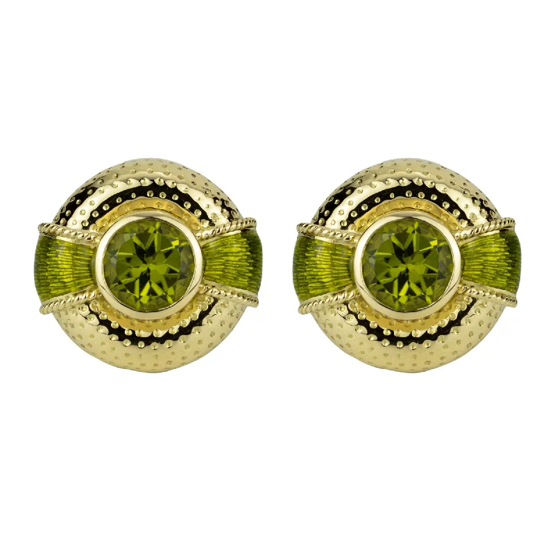 geometric shape earrings -Earrings - Peridot (enamel)