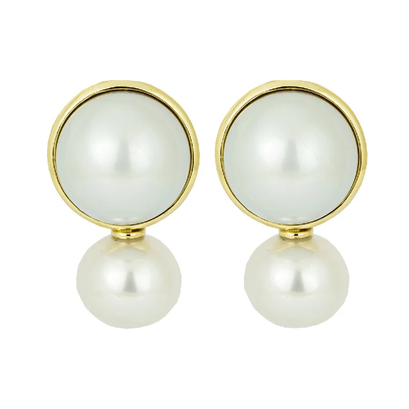 square stud earrings -Earrings - South Sea Pearl