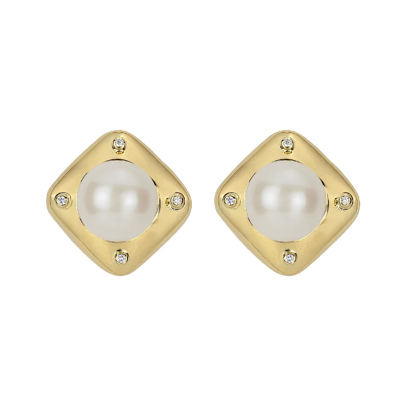 asymmetrical hoop earrings -Earrings- South Sea Pearl And Diamond (1853M)