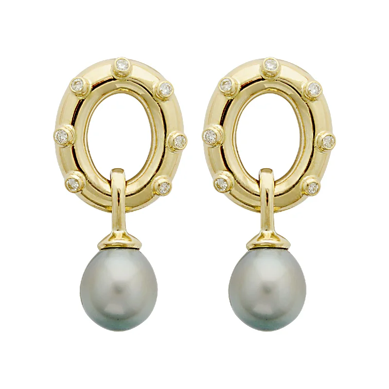 cubic zirconia dangle earrings -Earrings- South Sea Pearl And Diamond (1967B)