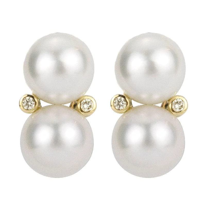 twisted hoop earrings -Earrings - South Sea Pearl And Diamond