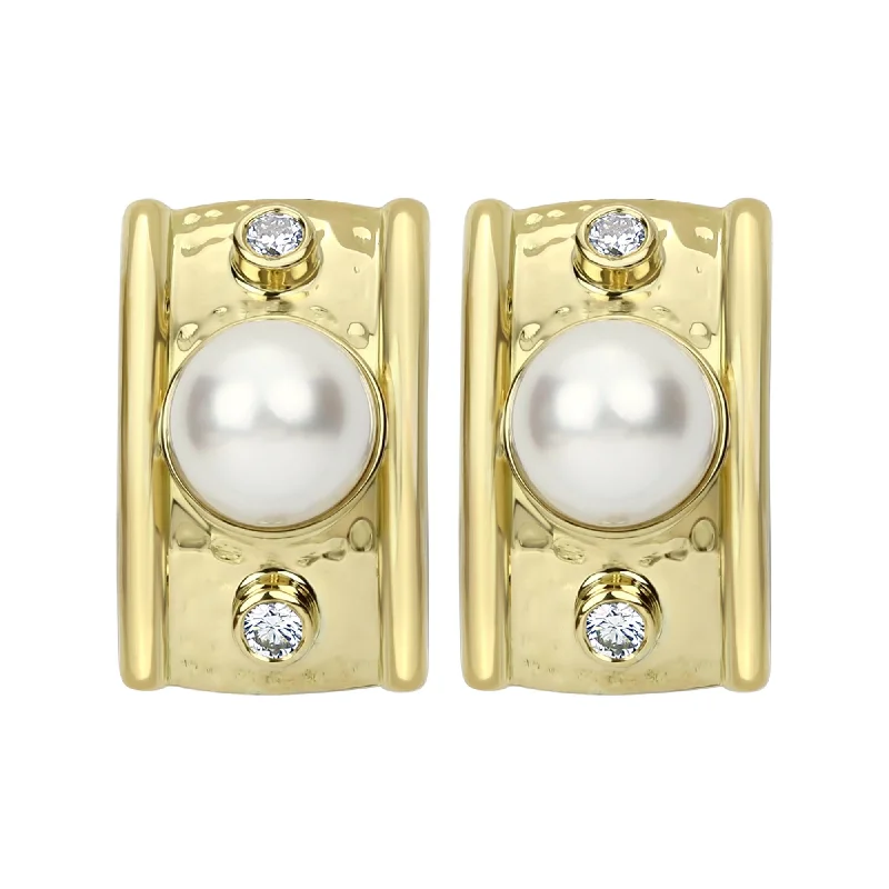 bohemian style earrings -Earrings - South Sea Pearl And Diamond (2284A)