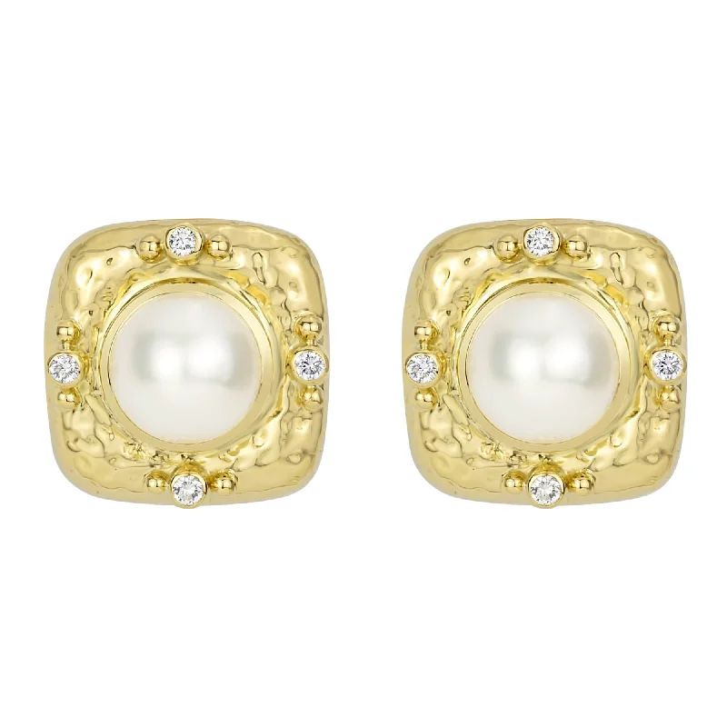 gemstone stud earrings -Earrings - South Sea Pearl And Diamond (2288B)