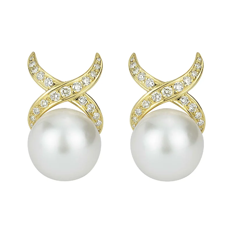 diamond ear cuffs -Earrings - South Sea Pearl And Diamond