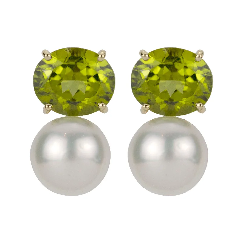 butterfly-shaped earrings -Earrings - South Sea Pearl And  Peridot