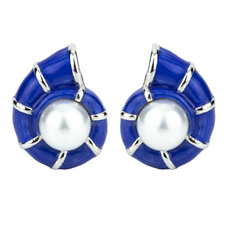 ethnic inspired earrings -Earrings - South Sea Pearl (enamel)