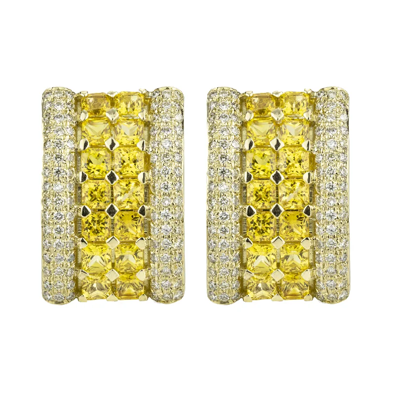 emerald drop earrings -Earrings - Yellow Sapphire And Diamond