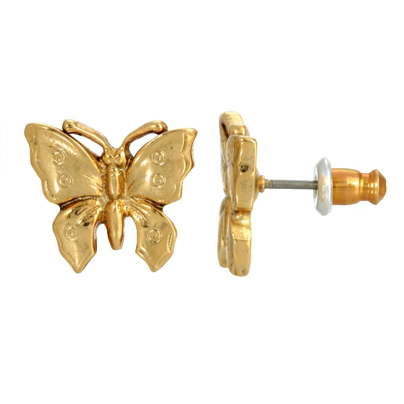 gold stud earrings for men -1928 Jewelry® Gold Tone Petite Butterfly Post Earrings