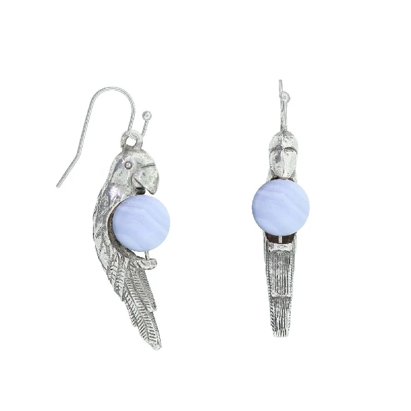 luxury diamond hoop earrings -1928 Jewelry® Pewter Parrot Semi Precious Earrings