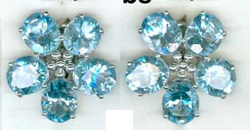 dainty pearl stud earrings -Repair - Earrings - Blue Topaz (19FS)