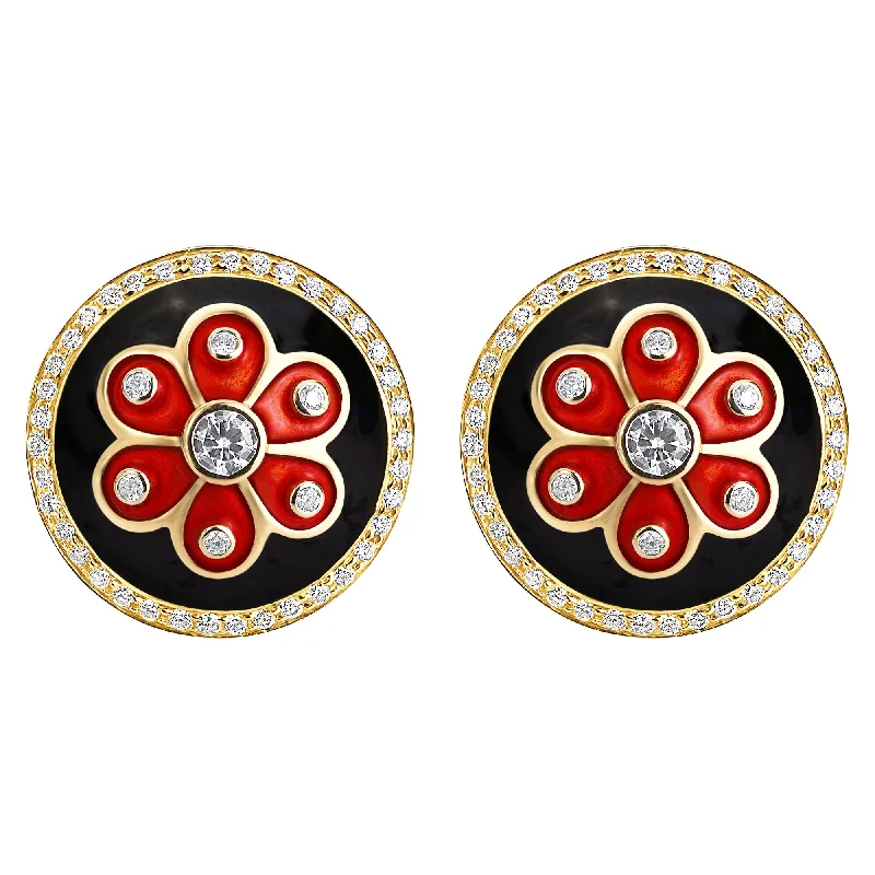 black onyx stud earrings -Repair - Earrings - Diamond (Enamel) (2023H)