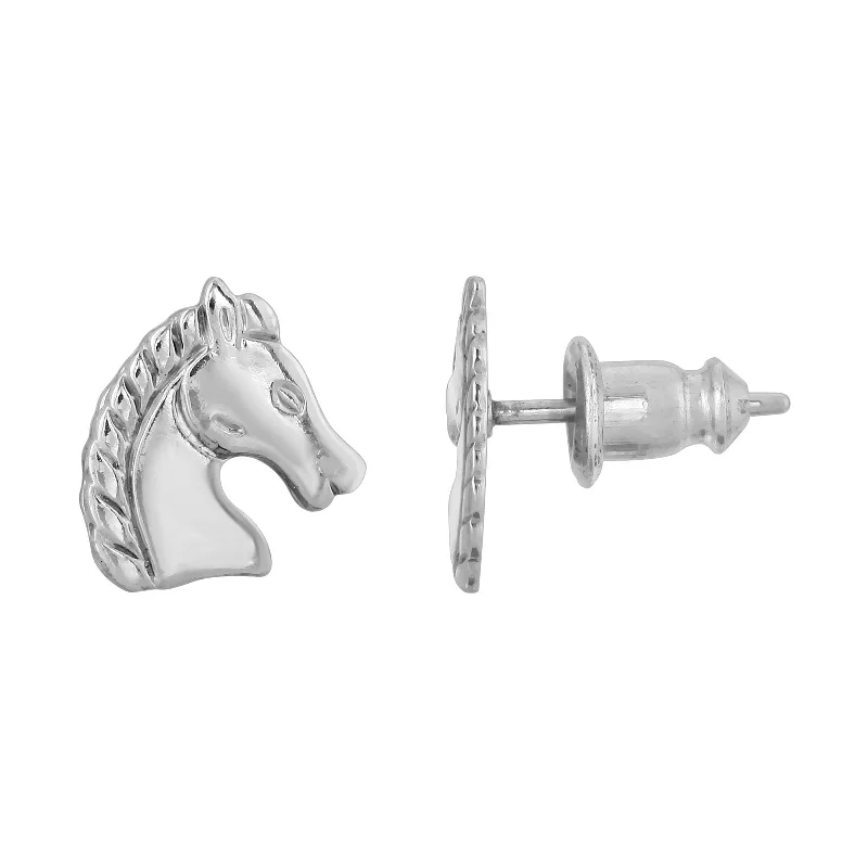 vintage drop earrings -1928 Jewelry® Silver-Tone Horse Stud Earrings