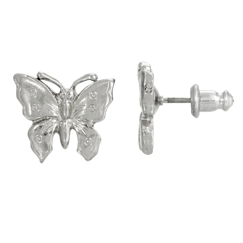 oversized statement earrings -1928 Jewelry® Silver Tone Petite Butterfly Post Earrings